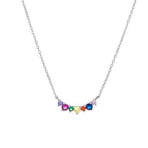 AGAIN Jewelry Stříbrný náhrdelník s barevnými zirkony AJNA0003