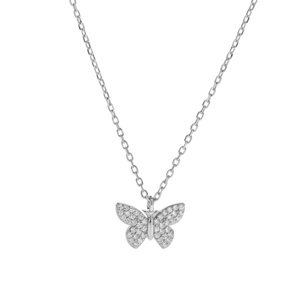 AGAIN Jewelry Stříbrný náhrdelník s motýlkem AJNA0005 (řetízek, přívěsek)