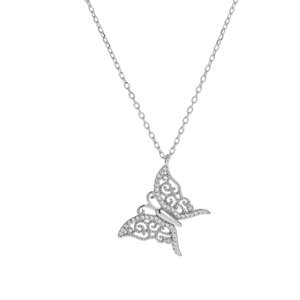 AGAIN Jewelry Půvabný stříbrný náhrdelník s motýlkem AJNA0018 (řetízek, přívěsek)