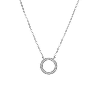 AGAIN Jewelry Třpytivý stříbrný náhrdelník Kroužek AJNA0019