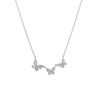 AGAIN Jewelry Něžný stříbrný náhrdelník s motýlky AJNA0023