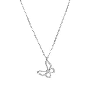 AGAIN Jewelry Krásný stříbrný náhrdelník s motýlkem AJNA0028