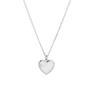 AGAIN Jewelry Něžný stříbrný náhrdelník Srdce s perletí AJNA0031 (řetízek, přívěsek)