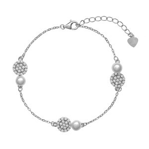 AGAIN Jewelry Stříbrný náramek se zirkony a perlami AJNR0011