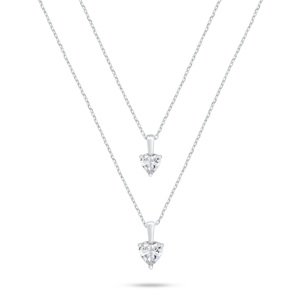 Brilio Silver Dvojitý stříbrný náhrdelník se zirkony Srdce NCL160W