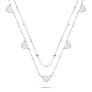 Brilio Silver Dvojitý stříbrný náhrdelník se srdíčky NCL156W