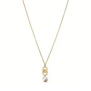Liu Jo Pozlacený náhrdelník s logem a perlou Fashion LJ2208