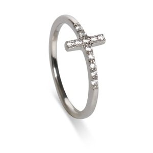 Oliver Weber Slušivý stříbrný prsten s křížkem Sanctuary 63342 52 mm