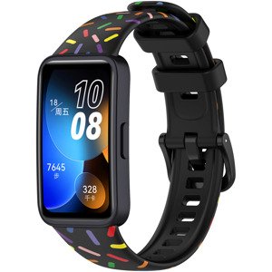 4wrist Silikonový řemínek s barevným motivem pro Huawei Watch Band 8 - Black