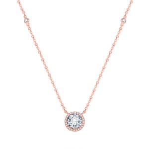 Beneto Růžově pozlacený stříbrný náhrdelník s krystaly AGS1135/47-ROSE