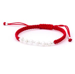 Beneto Exclusive Šňůrkový červený kabala náramek s pravými perlami AGB549