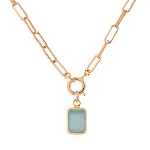 Decadorn Stylový pozlacený náhrdelník s chalcedonem Chunky