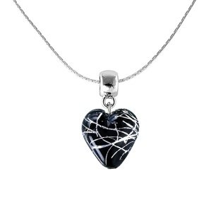 Lampglas Tajemný náhrdelník Black Pearl s ryzím stříbrem v perle Lampglas NLH19