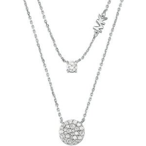Michael Kors Moderní dvojitý stříbrný náhrdelník Brilliance MKC1591AN040