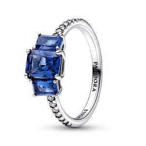 Pandora Třpytivý stříbrný prsten s modrými krystaly Timeless 192389C01 50 mm