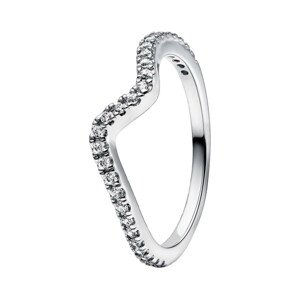 Pandora Vlnitý stříbrný prsten se zirkony Timeless 192539C01 50 mm