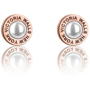 Victoria Walls Růžově pozlacené náušnice pecky s perličkami VE1093R