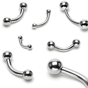 Piercing do obočí se dvěma kuličkami basic, různé velikosti - Rozměr: 1,6 mm x 11 mm x 4 mm