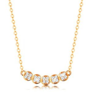 Zlatý náhrdelník 585 - jemný řetízek, oblouk z pěti blýskavých koleček