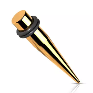 Ocelový 316L expander do ucha - zlatá barva, dvě gumičky, PVD úprava - Tloušťka : 9 mm