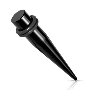 Ocelový 316L expander do ucha - černá barva, dvě gumičky, PVD úprava - Tloušťka : 9 mm