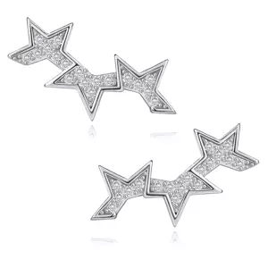 Náušnice ze stříbra 925 - hvězdicové segmenty s čirými zirkony, přívěsky