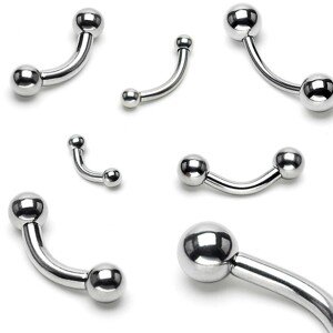 Piercing do obočí z chirurgické oceli se dvěma kuličkami, 1,2 mm - Rozměr: 1,2 mm x 10 mm x 3 mm