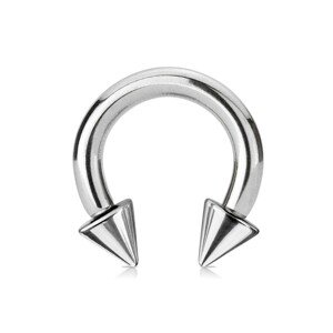 Piercing z oceli 316L - lesklá podkova s hroty, stříbrná barva, tloušťka 5 mm - Rozměr: 5 mm x 12 mm x 8x8 mm