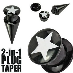 Plug a taper černý  STAR - Tloušťka : 3 mm