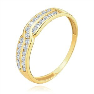 Zlatý prsten 585 - dvojitá řada kulatých zirkonů - Velikost: 52
