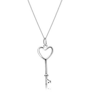 Náhrdelník ze stříbra 925 - srdcový klíč na řetízku