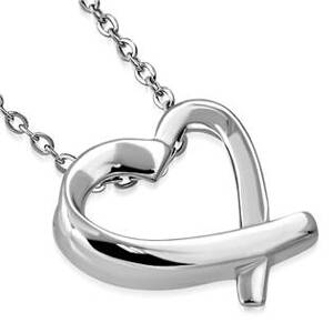 Šperky4U Ocelový řetízek s přívěškem - srdce zkřížené - OPD0037