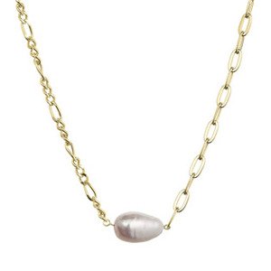 EVOLUTION GROUP CZ Pozlacený stříbrný náhrdelník s říční oválnou perlou - 22049.1