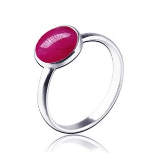 NUBIS® Stříbrný prsten s tmavě růžovým kamenem, vel. 51 - velikost 51 - NBP84-51