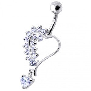 Šperky4U Stříbrný piercing do pupíku - srdíčko, světle fialové zirkony - BP01312-TZ