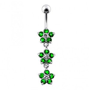 Šperky4U Stříbrný piercing do pupíku, barva tmavě zelená - BP01177-E