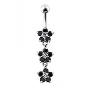 Šperky4U Stříbrný piercing do pupíku, barva černá - BP01177-K