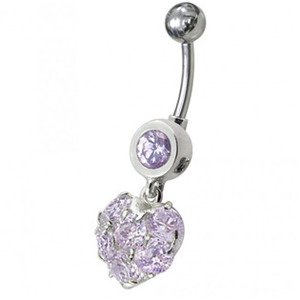Šperky4U Stříbrný piercing do pupíku, světle fialové zirkony - BP01057-TZ