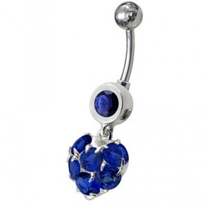 Šperky4U Stříbrný piercing do pupíku, tmavě modré zirkony - BP01057-B