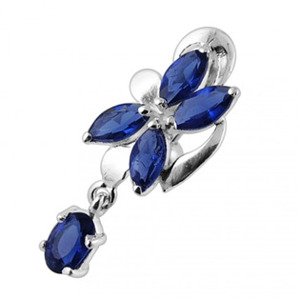 Šperky4U Stříbrný piercing do pupíku, tmavě modré zirkony - BP01281-B