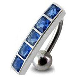 Šperky4U Stříbrný piercing do pupíku, tmavě modré  zirkony - BP01162-B