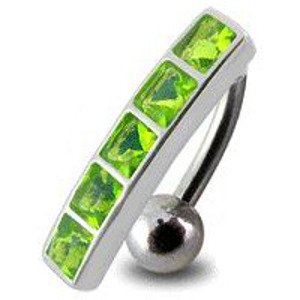 Šperky4U Stříbrný piercing do pupíku, světle zelené zirkony - BP01162-G