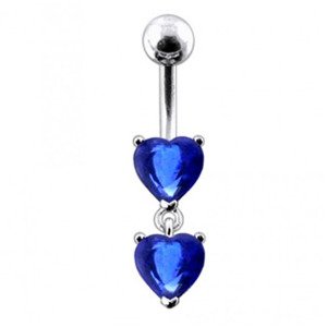 Šperky4U Stříbrný piercing do pupíku, tmavě modré zirkony - BP01258-B