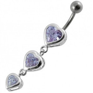 Šperky4U Stříbrný piercing do pupíku, světle fialové zirkony - BP01266-TZ