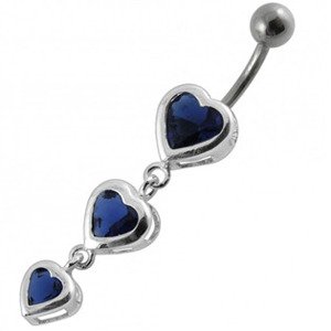 Šperky4U Stříbrný piercing do pupíku, tmavě modré zirkony - BP01266-B