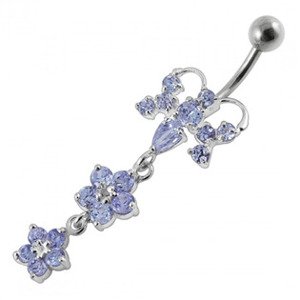 Šperky4U Stříbrný piercing do pupíku, světle fialové zirkony - BP01192-TZ