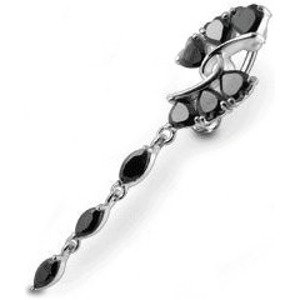 Šperky4U Stříbrný piercing do pupíku, černé zirkony - BP01251-K