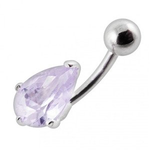 Šperky4U Stříbrný piercing do pupíku - kapka, světle fialový zirkon - BP01010-TZ