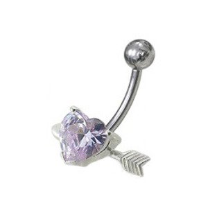 Šperky4U Stříbrný piercing do pupíku, světle fialový zirkon - BP01020-TZ