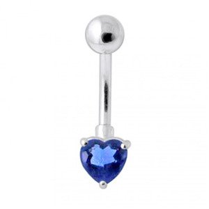 Šperky4U Stříbrný piercing do pupíku, tmavě modrý zirkon - BP01022-B